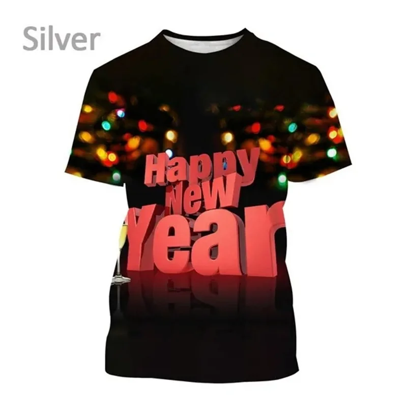 Happy New Year!!! T Shirt For Men Women 3D Printed Short Sleeve Casual T-Shirt Fashion Mens Streetwear Tee Top Ropa Hombre