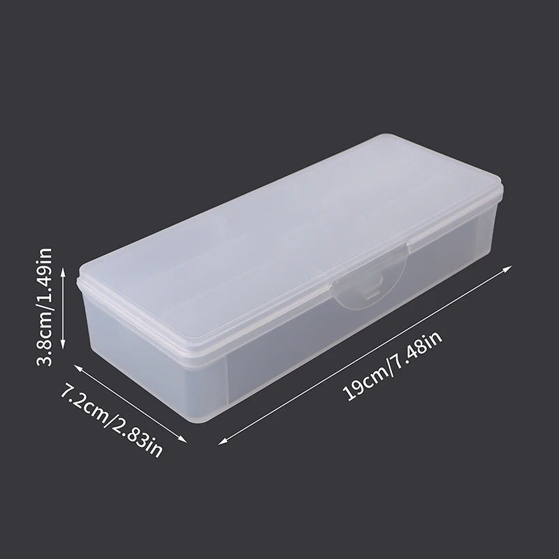 Nail Art Empty Storage Box Rectangle Plastic White Transparent Buffer Grinding Files Nail Rhinestone Brush Pen Container Case