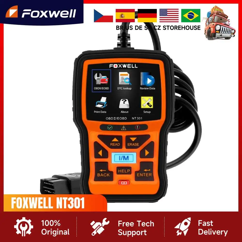 FOXWELL NT301 Car OBD2 Automotive Scanner Live Data Check Engine Light Professional Mechanic OBDII Diagnostic Tool Code Reader