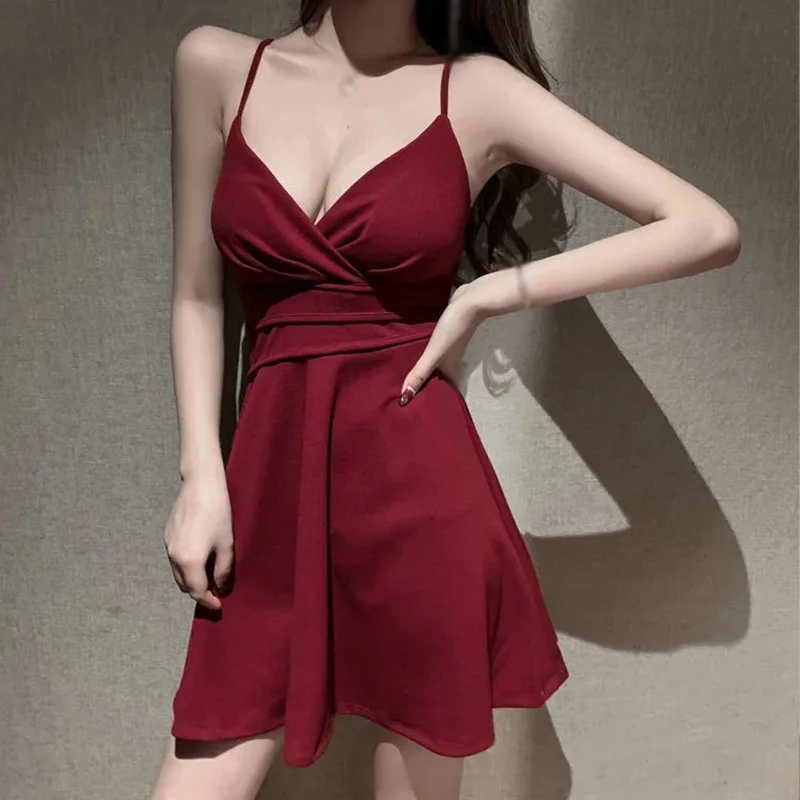 Women's Suspender Dress Sexy Strap Clothes Temperament Dress Sleeveless Summer Sweet Skirt Suspender Dress Slim Bodycon Dress