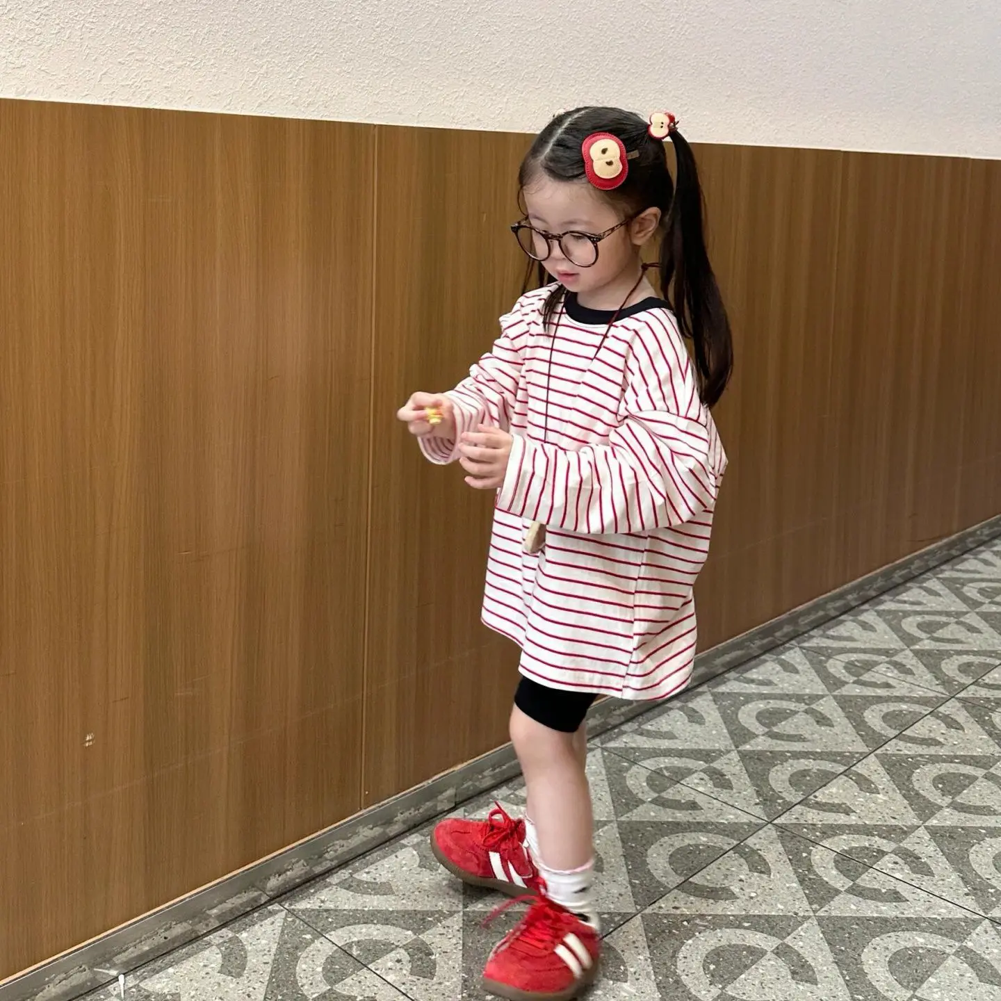 Girls Clothing Korean Fashion Fresh Sweet Striped Long Sleeved T Shirt Childrens Autumn Outfit Baby Top