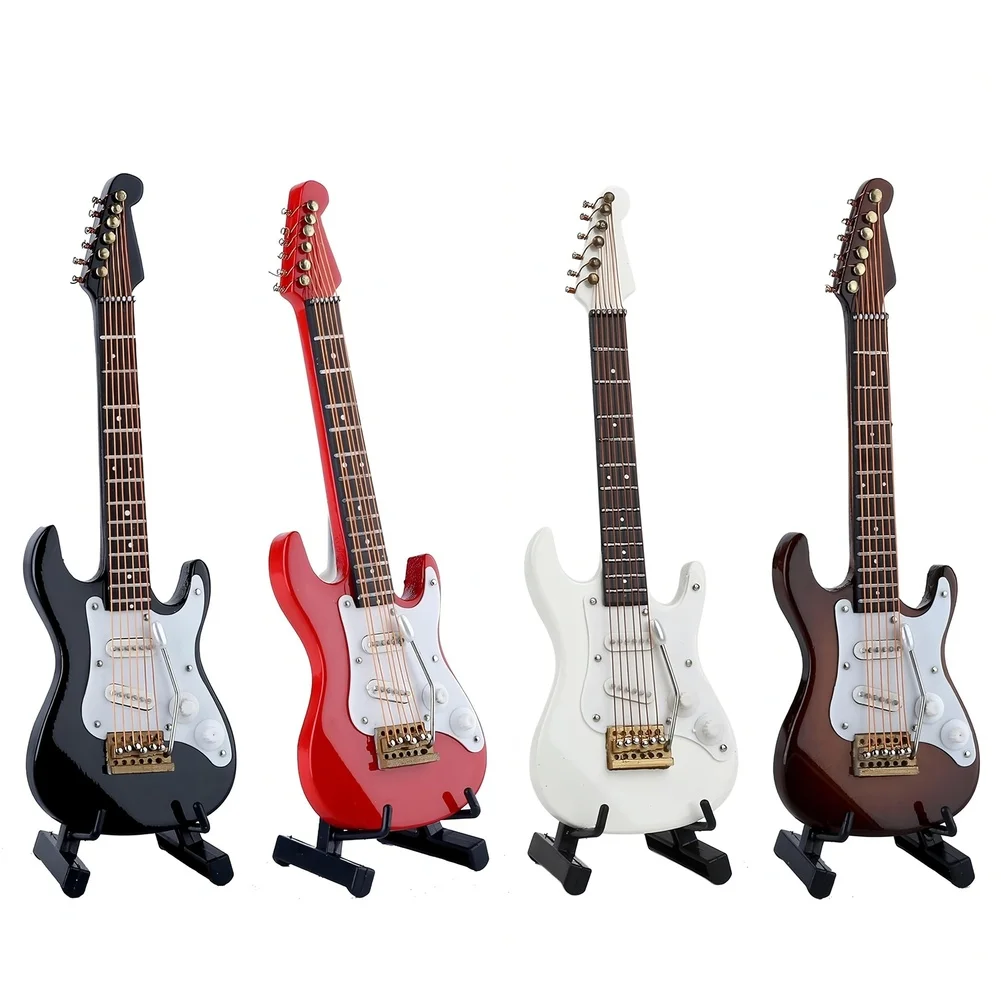 1pc Guitar Model 14cm Wooden Craftsmanship Electric Guitar Model For Home Decoration/Christmas-gift Non Playable Instrument