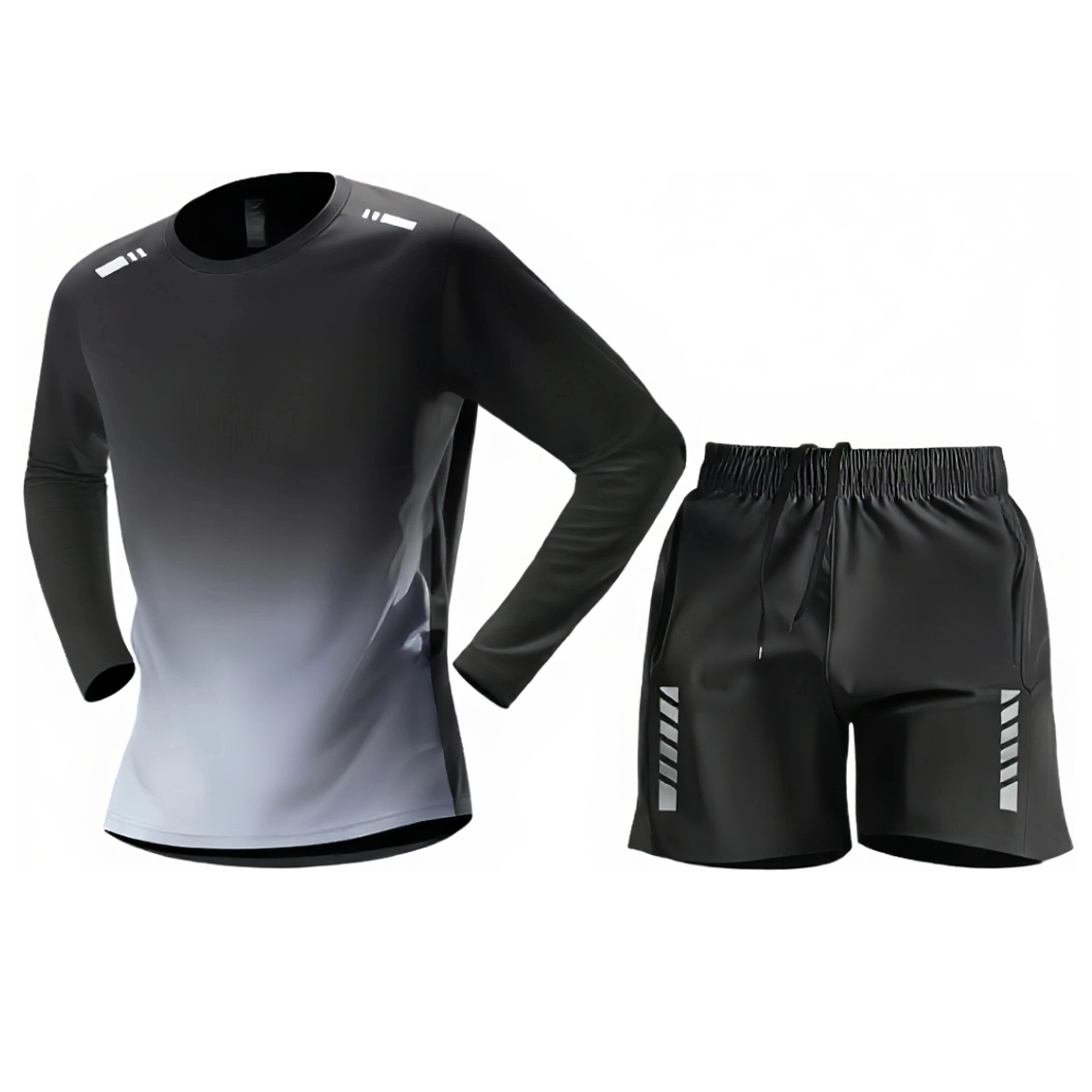 Set da 3 pezzi / 2 pezzi, protezione solare da uomo, abbigliamento da corsa mattutino per l'allenamento ciclistico, vestiti attillati ad asciugatura rapida