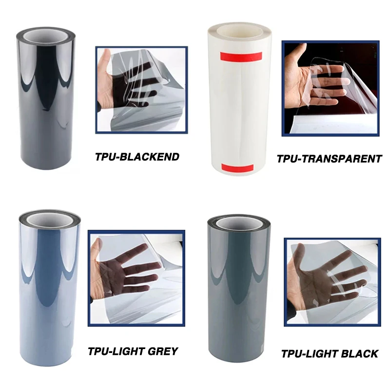 Self-healing Tpu Ppf Headlight Film Anti Scratches Protect Smoke Black Car Lamp Tint Film For Audi Bmw Tesla Decorate Styling