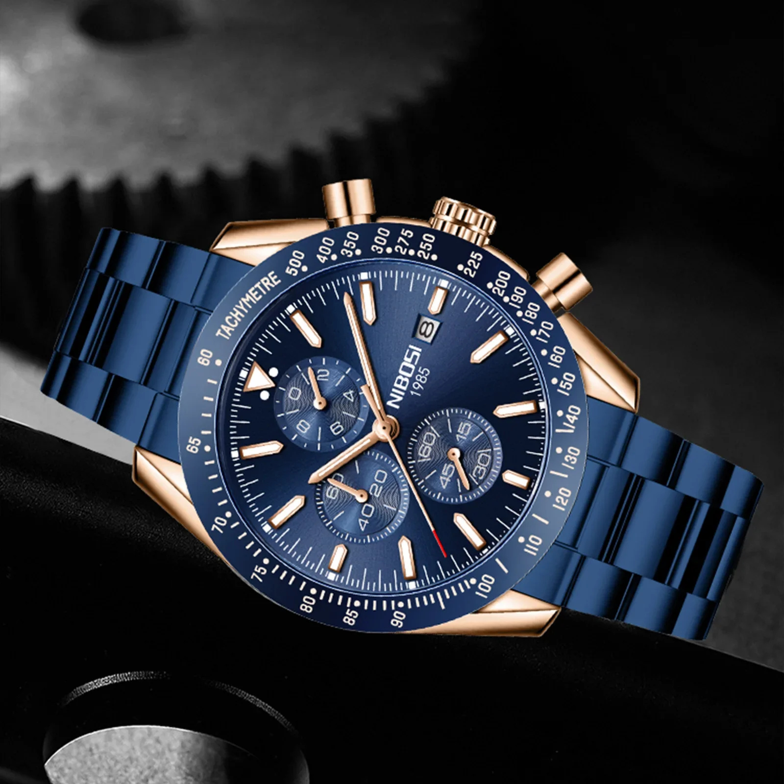 

Мужские Аналоговые кварцевые часы с хронографом, из нержавеющей стали