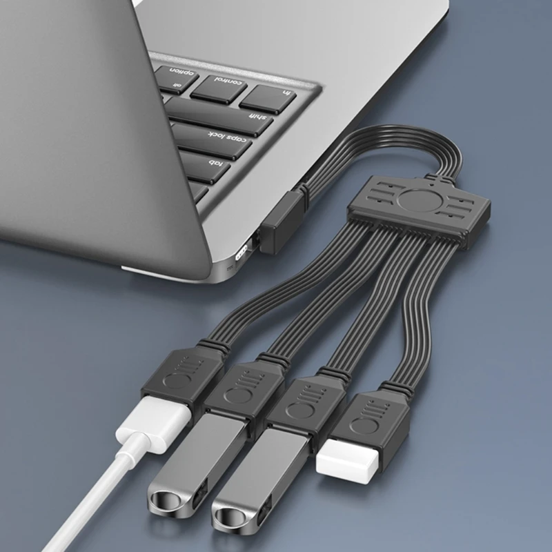 السيليكون USB النوع C ذكر إلى 4 ميناء محول أنثى USB لتوصيل الطاقة
