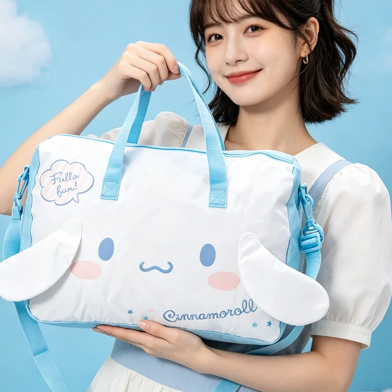 Littletwinstars Purins Travel Bag Girl My Melody Cinnamoroll Cartoon Fold Downhill Bag Crossbody Bag Anime Figure Trolley Box