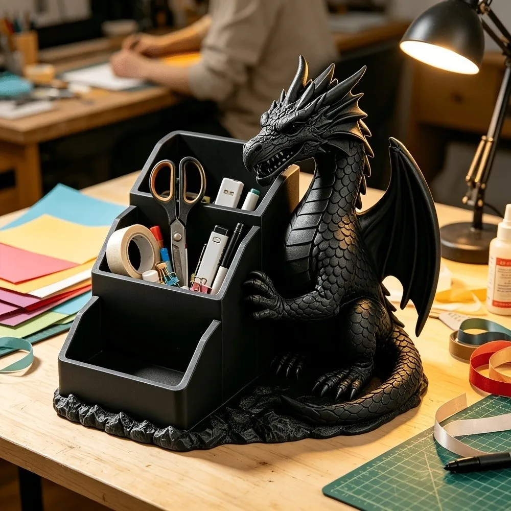 Creative 3D Printed Dragon Storage Tray Realistic Plastic Desktop Storage Box Unique Toothbrush Rack School