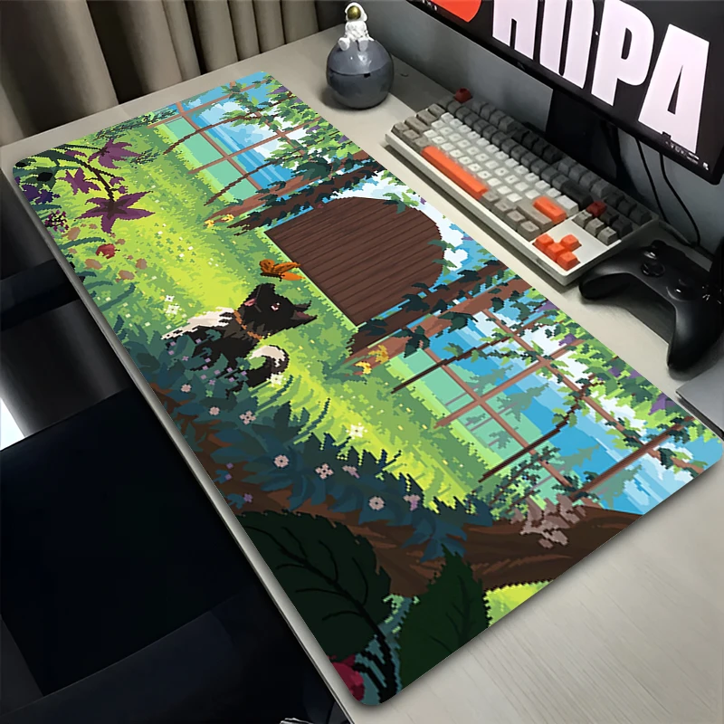 

Mouse Pad Laptop Anime Extended Desktop Mat Computer Gamer Cute Mousepad PC Gaming Accessories Pixel Art Landscape Keyboard Pad