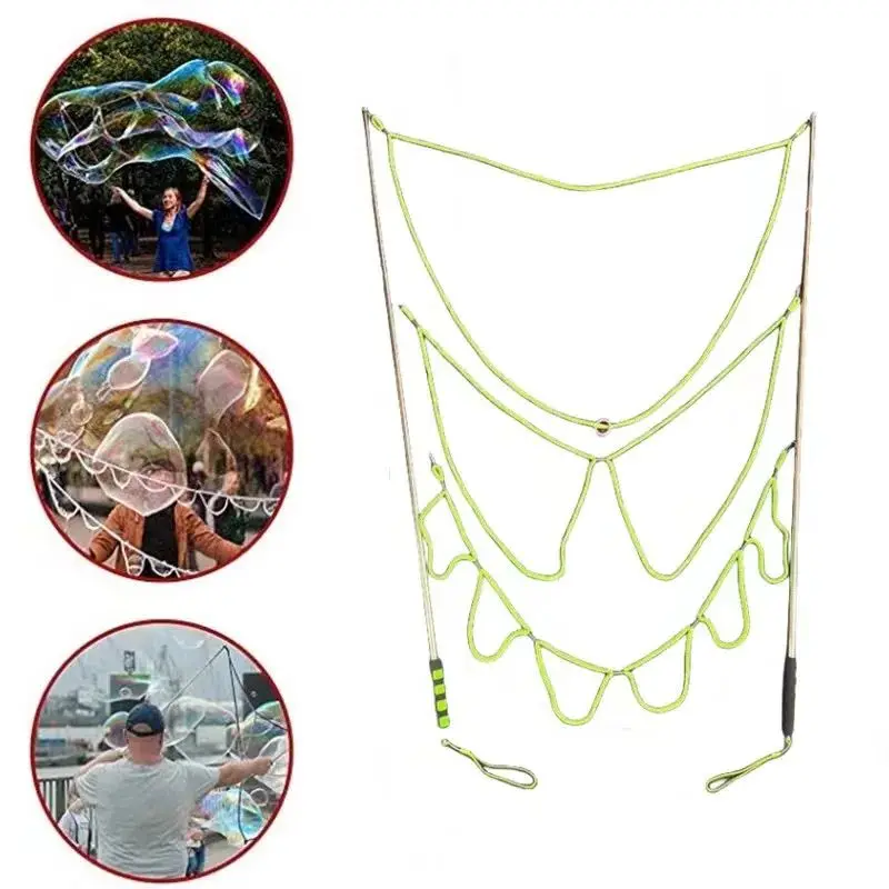 スタイルバブルロープ ステンレス鋼 ジャイアントバブルメーカー ワンド 伸縮式デザイン バブルパーティーの記念品 子供のための屋外アクティビティ