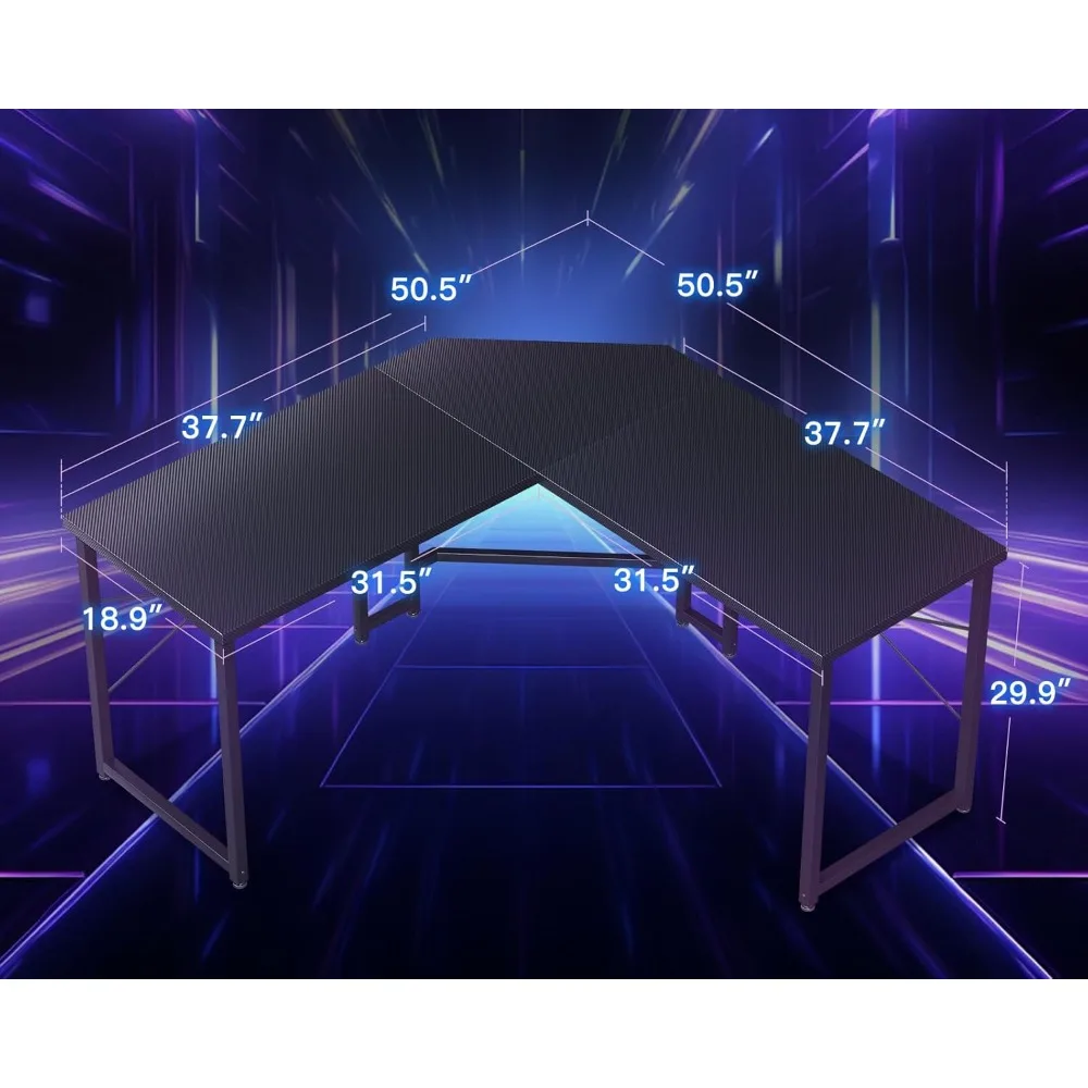 L Shaped Gaming Desk, Corner Desk Gaming Table for Home Office, Computer Desk Sturdy Writing Workstation for Small Space, Easy