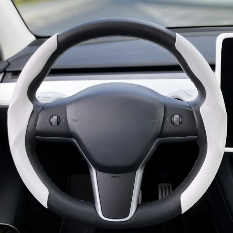 

For Tesla Model3 HIGHLAND Model 3 Model Y Steering Wheel Cover Sweat Absorbing Suede Car Interior Decoration Accessories