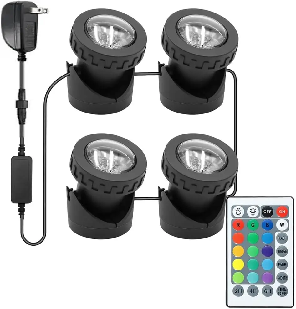 أضواء بركة ملونة التحكم عن بعد ث/المؤقت والتحكم في التطبيق RGB نافورة بقعة ضوء IP68 مقاوم للماء عكس الضوء أضواء المناظر الطبيعية في الهواء الطلق #4