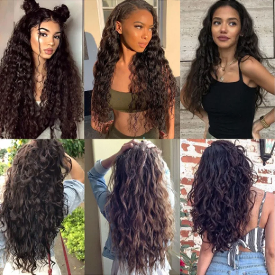24Inch Synthetic Hair Extensions One piece 5 Clips Long Kinky Curly High Temperature Fiber Black Brown Hairpiece For Women
