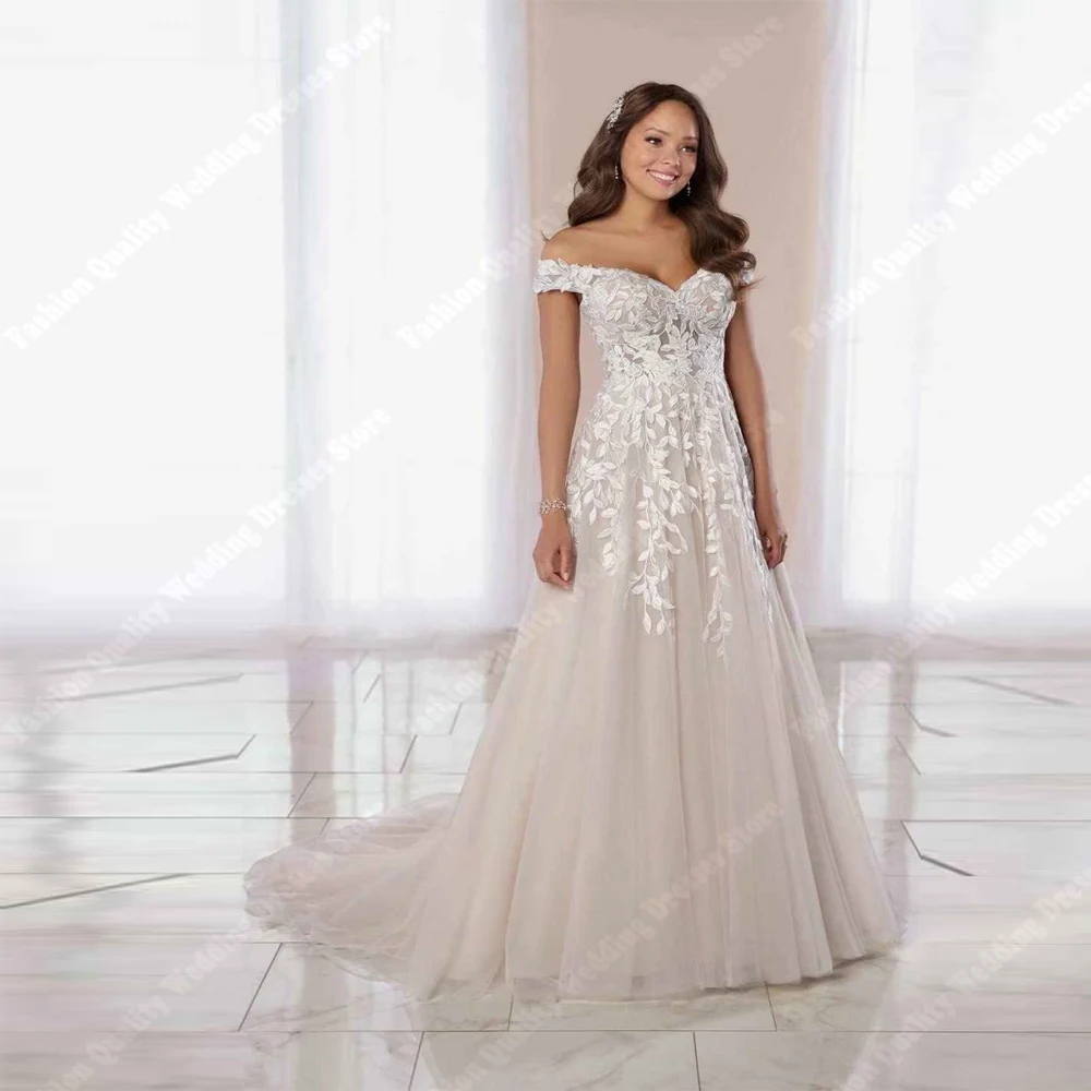 Abiti da sposa da donna con spalle scoperte Sweetheart senza maniche abiti da sposa da principessa romantici banchetto di fidanzamento Vestidos De Novias