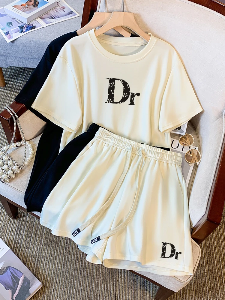 2024 Summer New Two Piece Set Women Tracksuit Conjuntos Para Mujeres 2 Piezas Loose Casual Short sleeved Tops+Shorts Suits