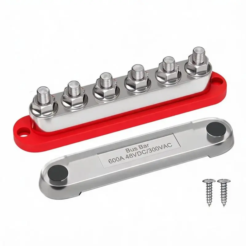 AB34-600A 48V Bus Bar With 6 X 3/8' (M10) Studs Industrial Battery Terminal Kit For Off-Grid Solar
