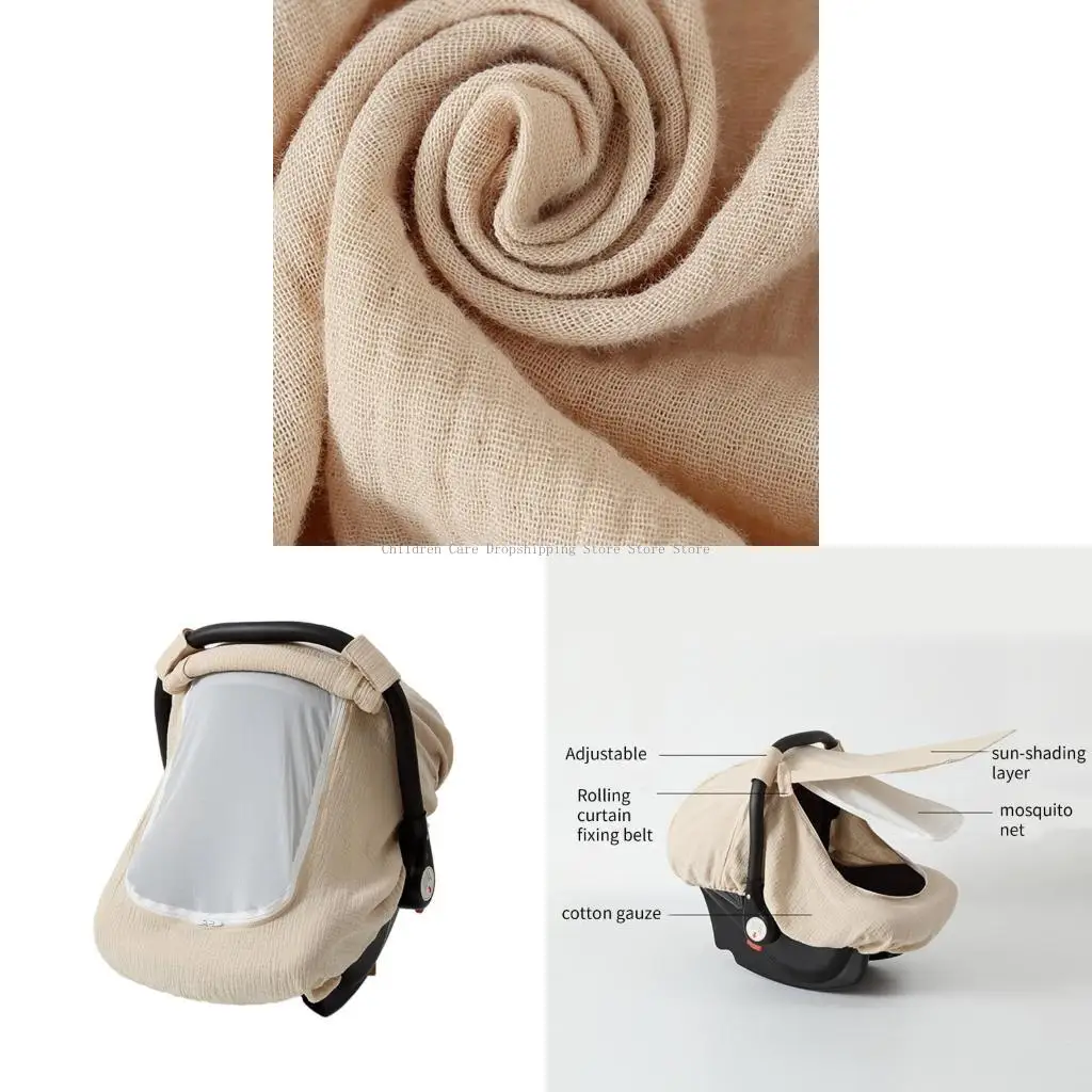 

Baby Car Covers Stretchy Cotton Canopy with Easy Access Peep Mesh