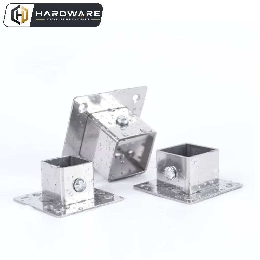 1pcs Stainless Steel Square Tube Joint Flange Base Pipe Corner Joint Guardrail Clamp ( Expansion Pipe And Long Screw)