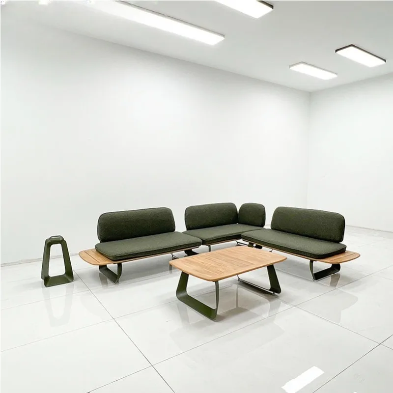 Outdoor sofa, aluminum alloy villa courtyard garden bed and breakfast high-end hotel leisure simple plastic wood sofa chair