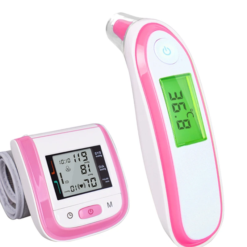 

LCD Baby Non Contact Baby Adult Body IR Thermometer with Wrist Sphygmomanometer Blood Pressure Monitor for Family Health Tool