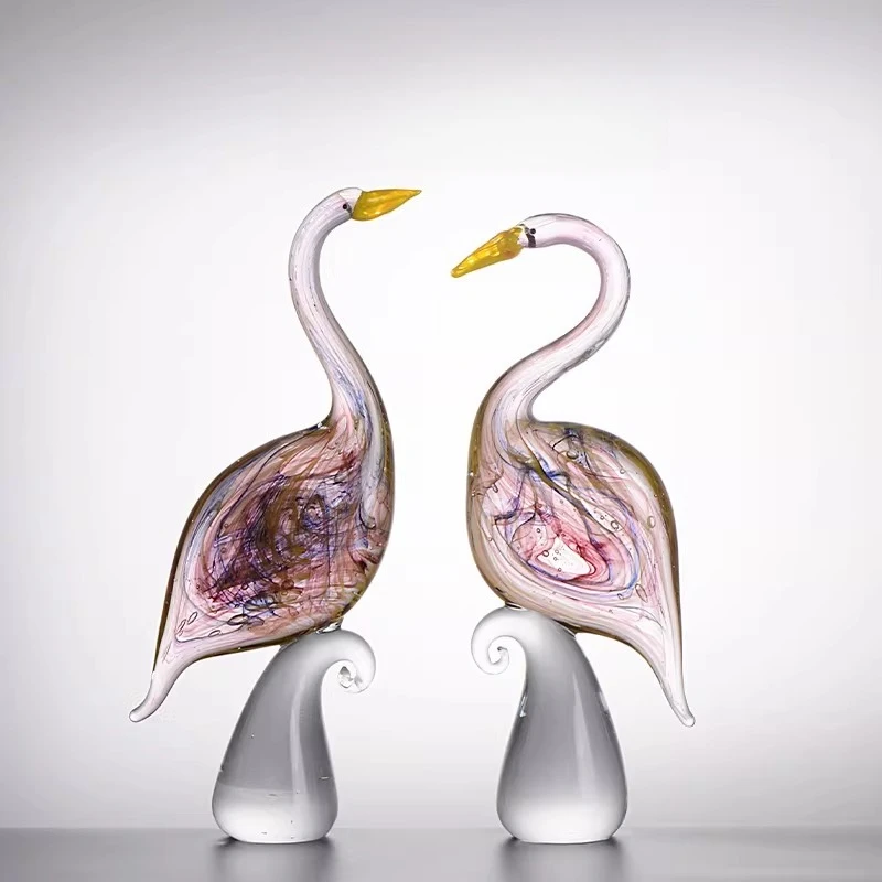 Flamingo glazed ornaments, light luxury high-end living room decorations