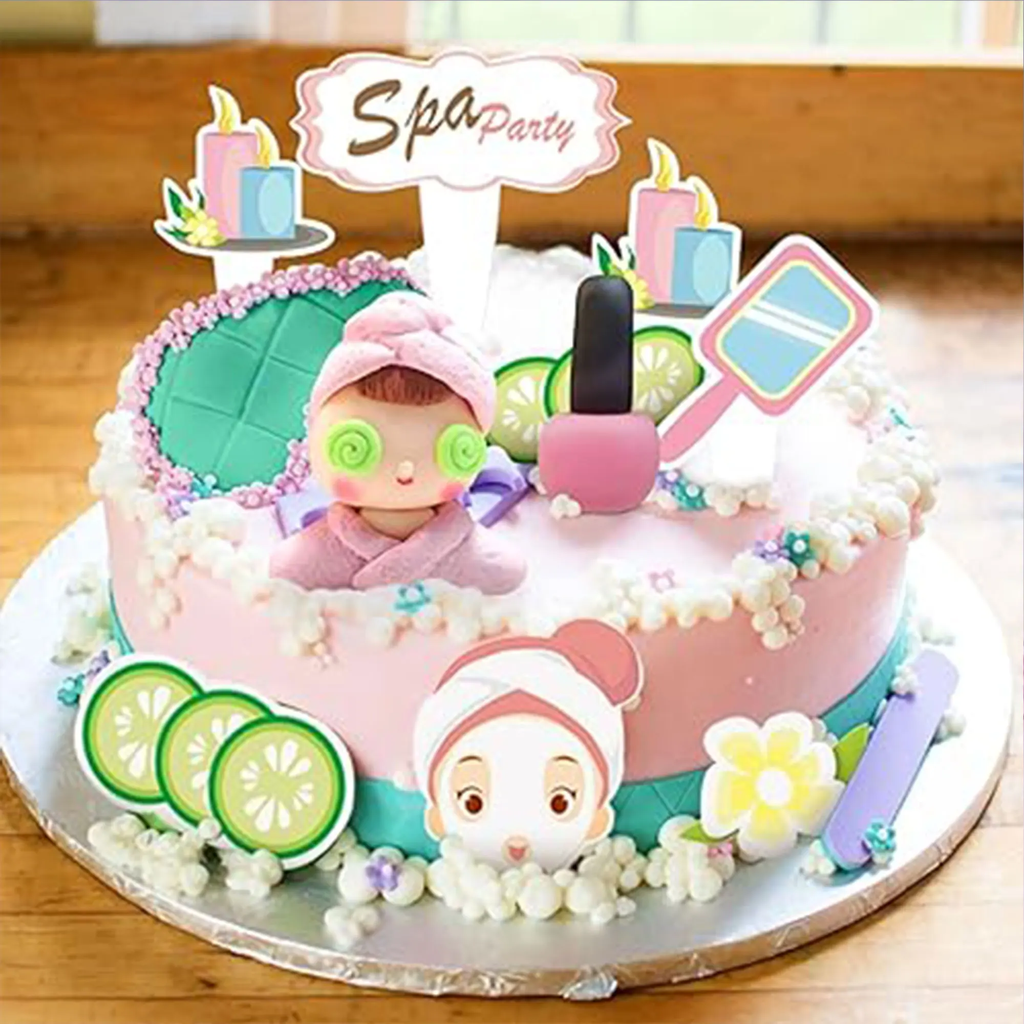 LaVenty Spa Party Cake Topper Spa Party Cake Decoration Eye Mask Cake Topper Spa Party Supplies Nail polish Cake Topper