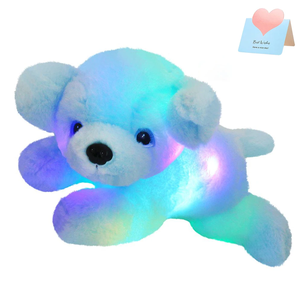 

38cm LED Luminous Puppy Plush Dolls Musical Dog Stuffed Toy Soft Lullaby Stuffed Animals Blue Puppy Pillow Cute Gift for Girl