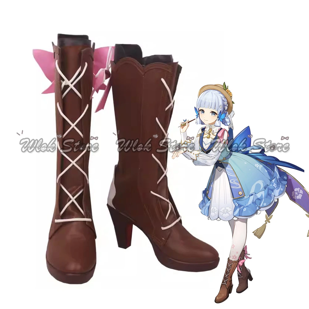 Gioco Genshin Impact Kamisato Ayaka scarpe Cosplay Springbloom stivali in pelle Ayaka missivi festa di carnevale scarpe da gioco di Halloween