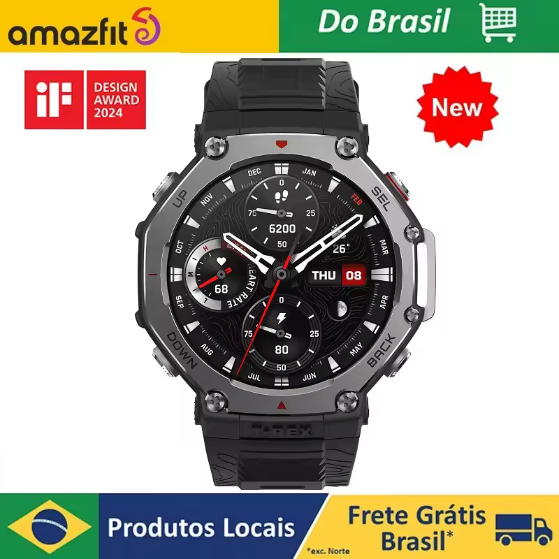 Amazfit T Rex 3 T-Rex 3, 48mm, GPS Smartwatch, Mapas Offline, Bateria De Longa Duração, Resistente à água, 170 Modos Fitness/Esportivo
