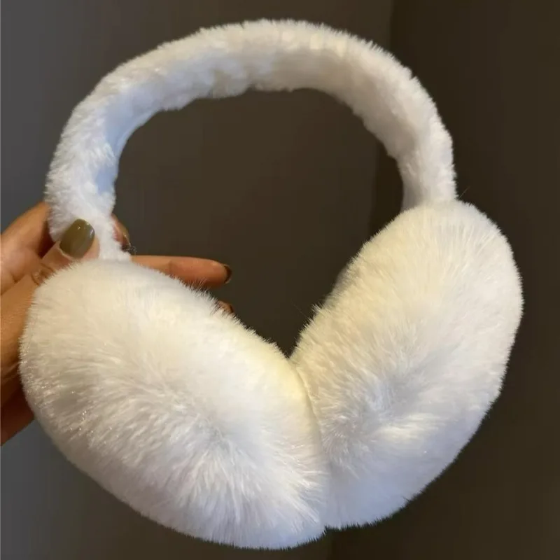 Cache-oreilles en peluche anti-froid pour hommes et femmes, doux, crème, blanc, épais, antigel, protection des oreilles, chaud, mode, hiver