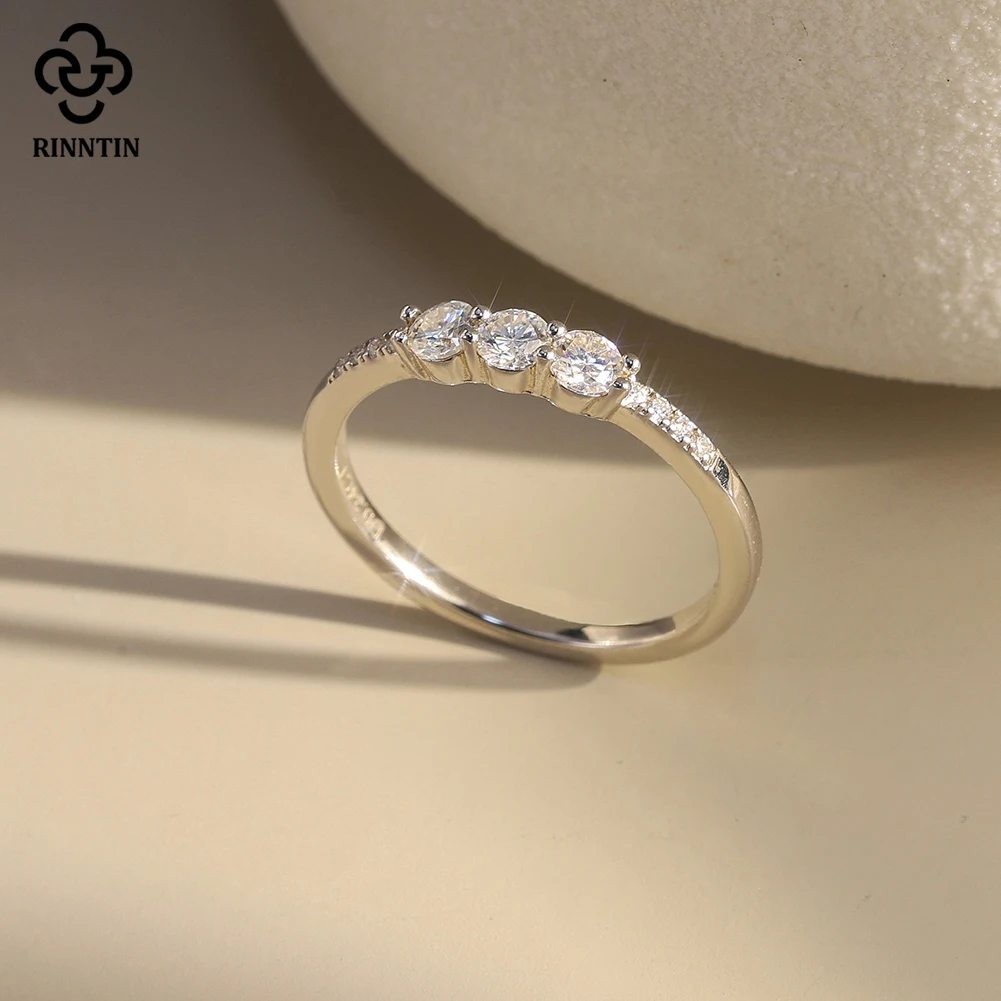 

Серебряное кольцо Rinntin S925 с сертифицированным муассанитом VVS, обручальное кольцо с бриллиантом, для предложения руки и сердца, для вечеринок, свадебное украшение SMOR12