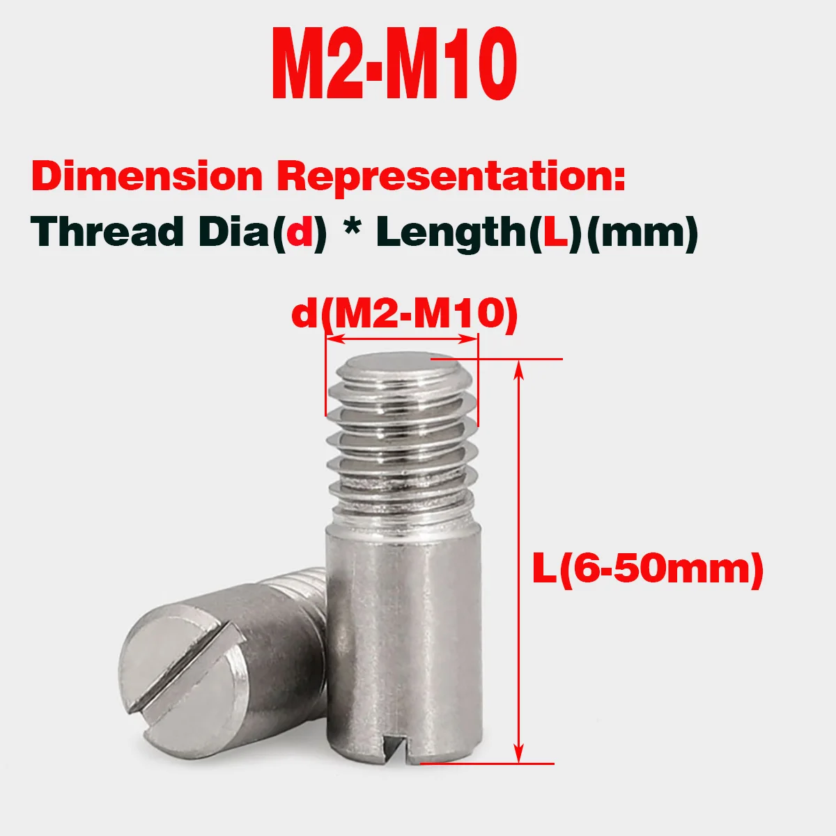 

304 Stainless Steel Slotted External Thread Cylindrical Pin Locating Pin Shaft M2M2.5M3M4M5M6M8M10