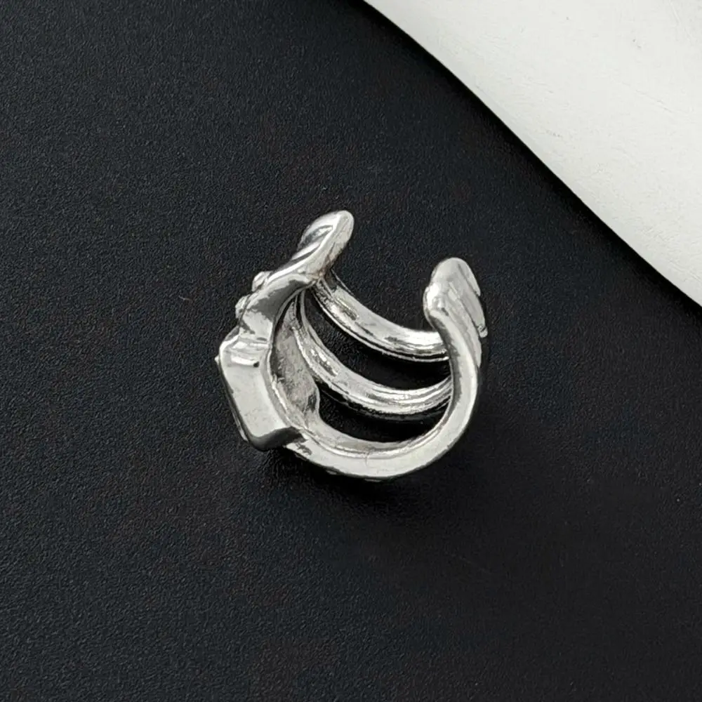 Multi-Layer C-shaped Ear Clip Golded Silver Square Zircon Stud Earrings Minimalism Metal No Piercing Earrings