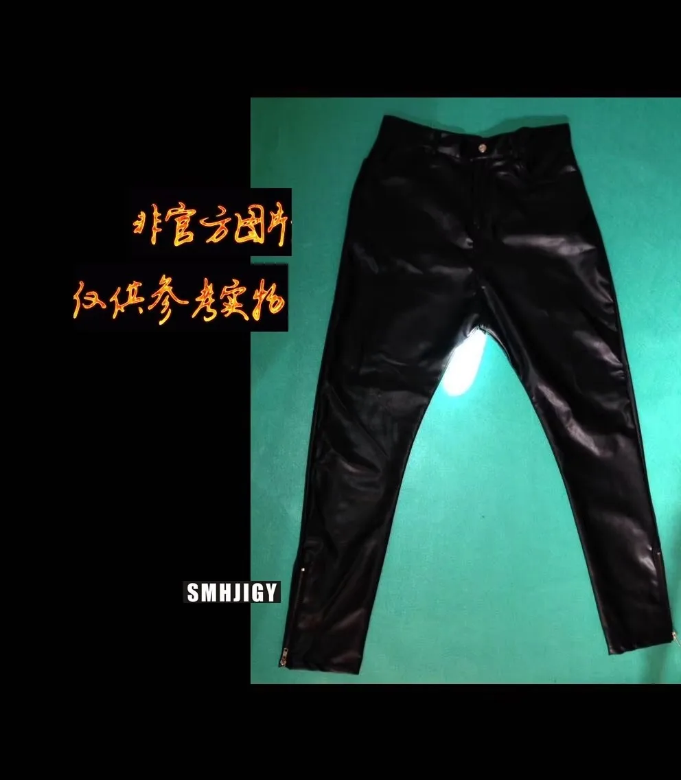 27-44  2026 Justin Bi eber Harem Pants Men's Clothing Multi-pocket Leather Pants Trousers Plus Size Stage Singer Costumes