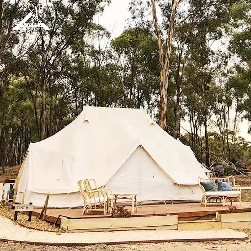 High Quality Outdoor Camping Bell Tent Waterproof Large Luxury Party Family Glamping Canvas Yurt Emperor Tent for Resort Picnic