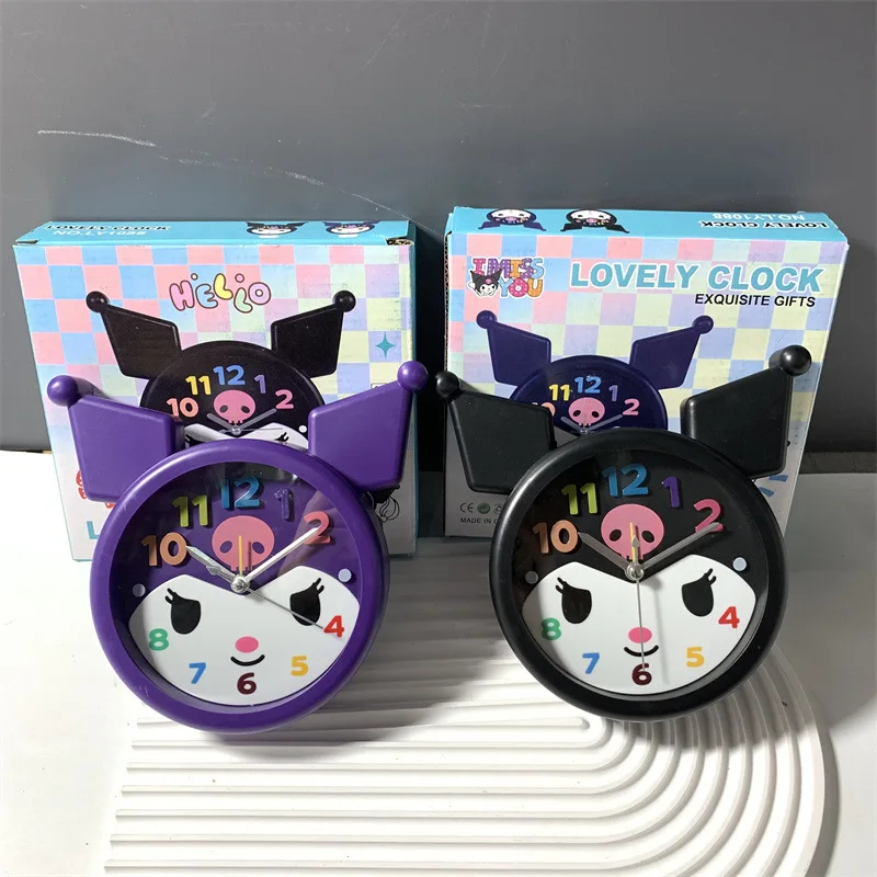 

Sanrio Kuromi Clock Desktop Bedroom Silent Clock Alarm Clock Ornaments Cute Fashionable Cartoon Kuromi Student Children's Gift