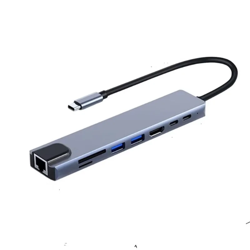 8in1 USB C HUB  Docking Station Laptop Adapter Type C to RJ45 HDMI USB 3.0 HUB USB C Splitter Adapter For PC Laptop Macbook Pro