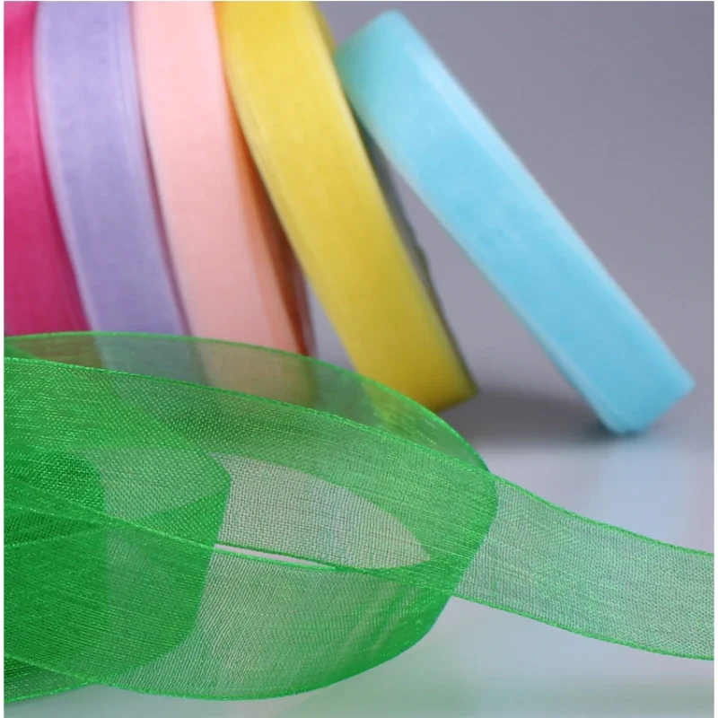 

45meters 1.5cm Organza Ribbon Woven Hook Hat Flower Gift Packaging Ribbon DIY Woven Hair Ornament Bowknot Clothes Accessories