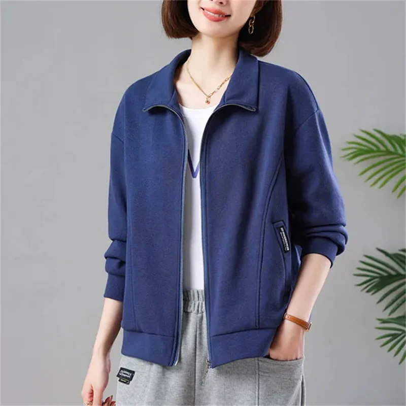 Jaqueta feminina 2025 novo outono coreano casual cardigan topo mulher de meia idade emenda moda casaco femme jaquetas curtas