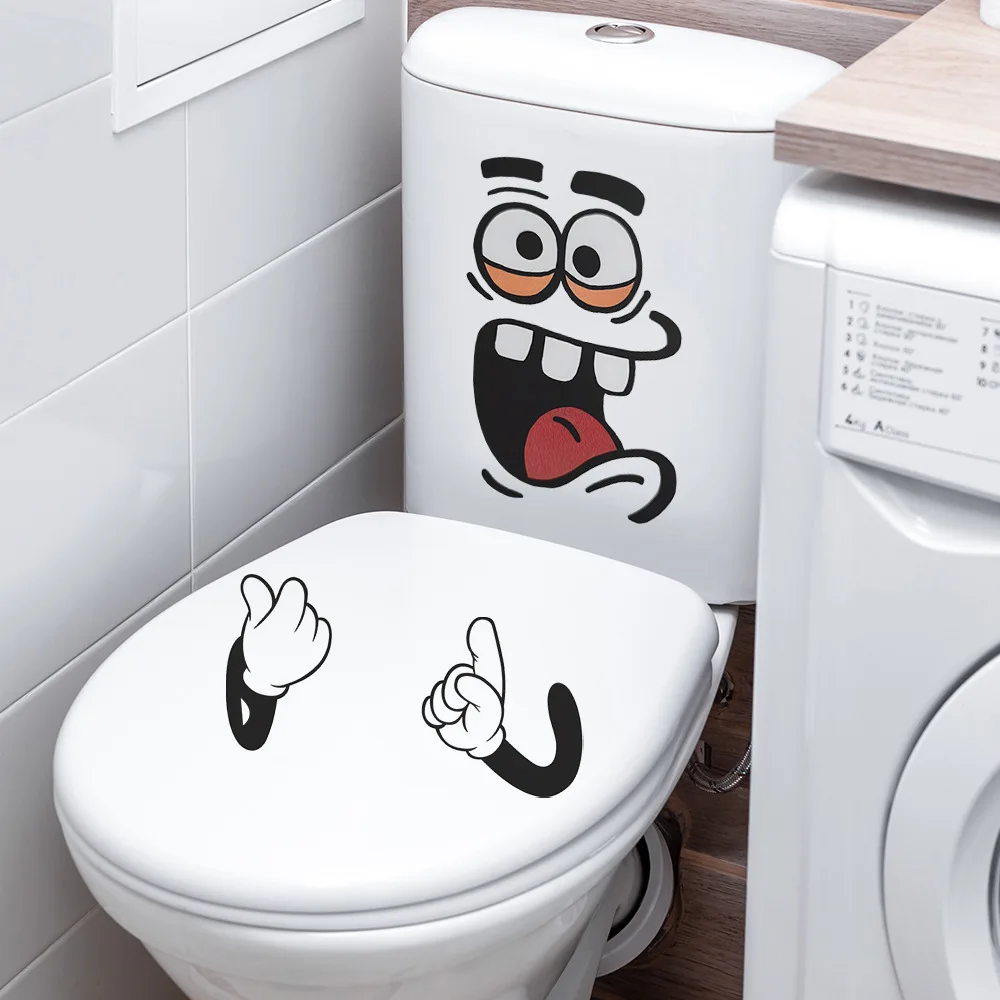 

Cartoon Funny Face Pattern Wall Sticker For Bathroom Toilet Decoration Mural Kitchen Fridge Home Decor Self-adhesive Wallpaper
