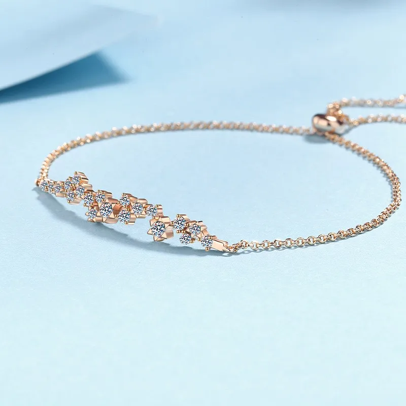 

Полный бриллиант 0,585 карата, модные дизайнерские ювелирные изделия, 18-каратное розовое золото, гипсофила, регулируемые браслеты из муассанита для женщин, вечерние или свадебные