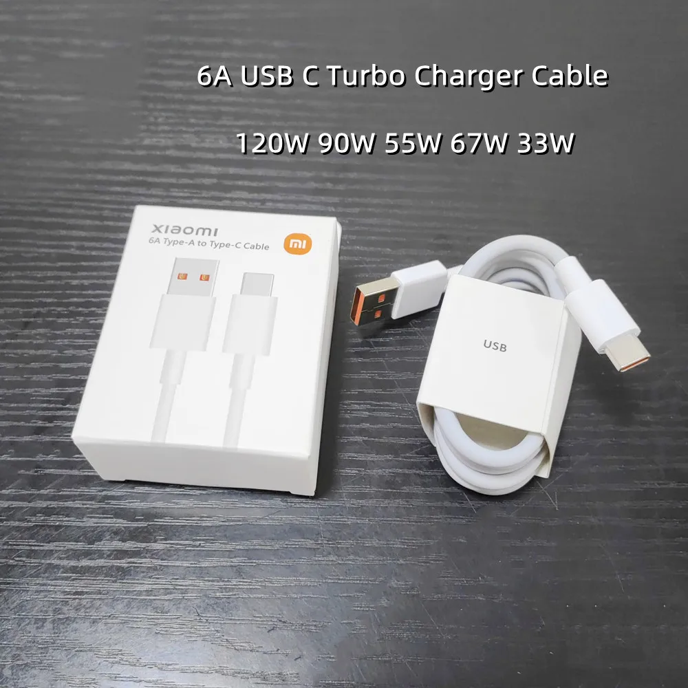 Xiaomi 120W 90W 67W 55W 33W 6A Fast Turbo Charge USB Type C Cable For Mi 15 14 13 12 11 Pro Redmi K100 K90 K80 Note 17 15 12 Pro