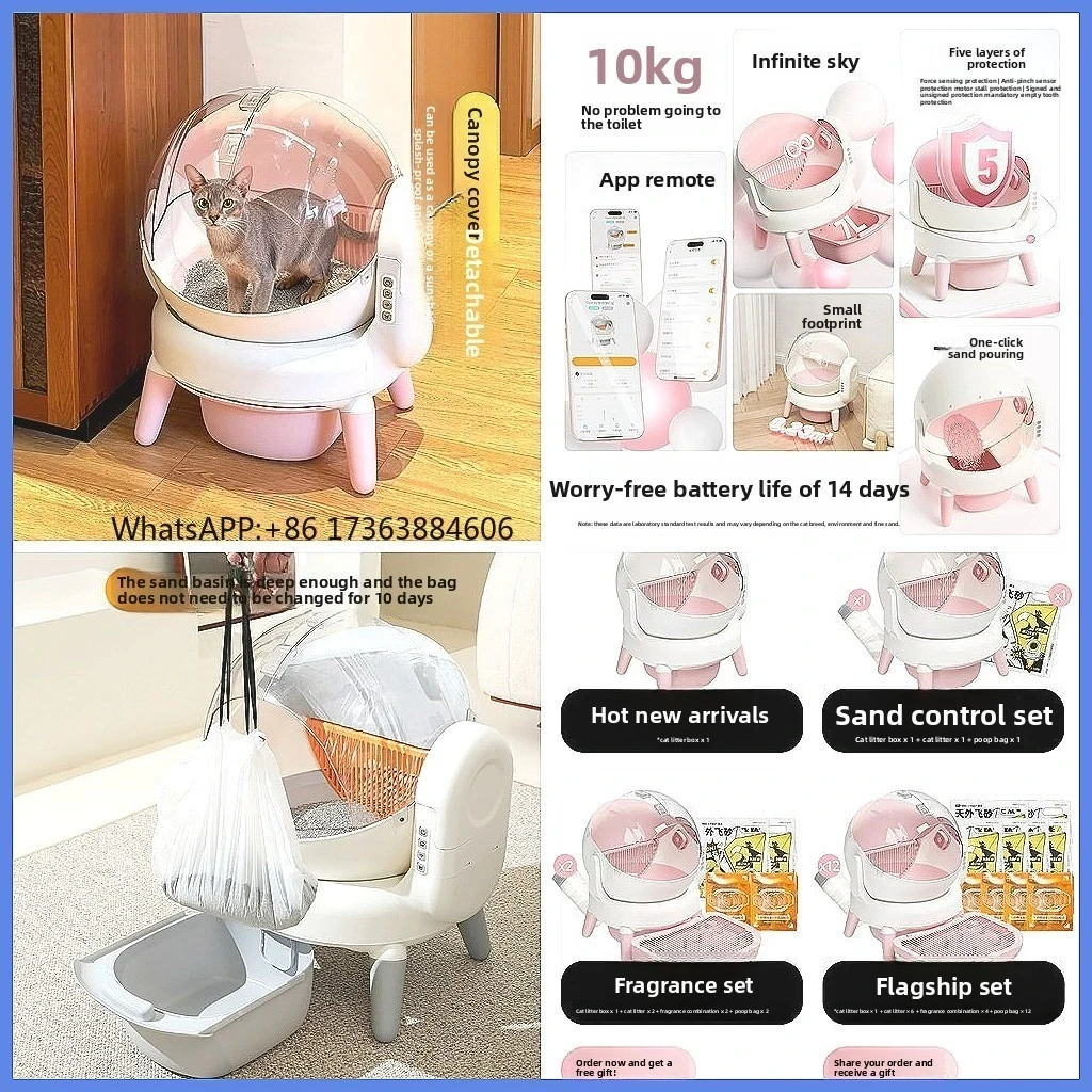 Automatic Self-Cleaning Box, Large Enclosed Design, Anti-Tracking & Odor Control, Smart Pet Toilet