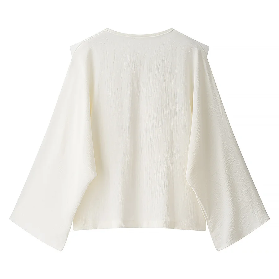 BSK&TRAF2025 new summer women's clothing casual simple fashion temperament versatile lace splicing lace shirt top + skirt