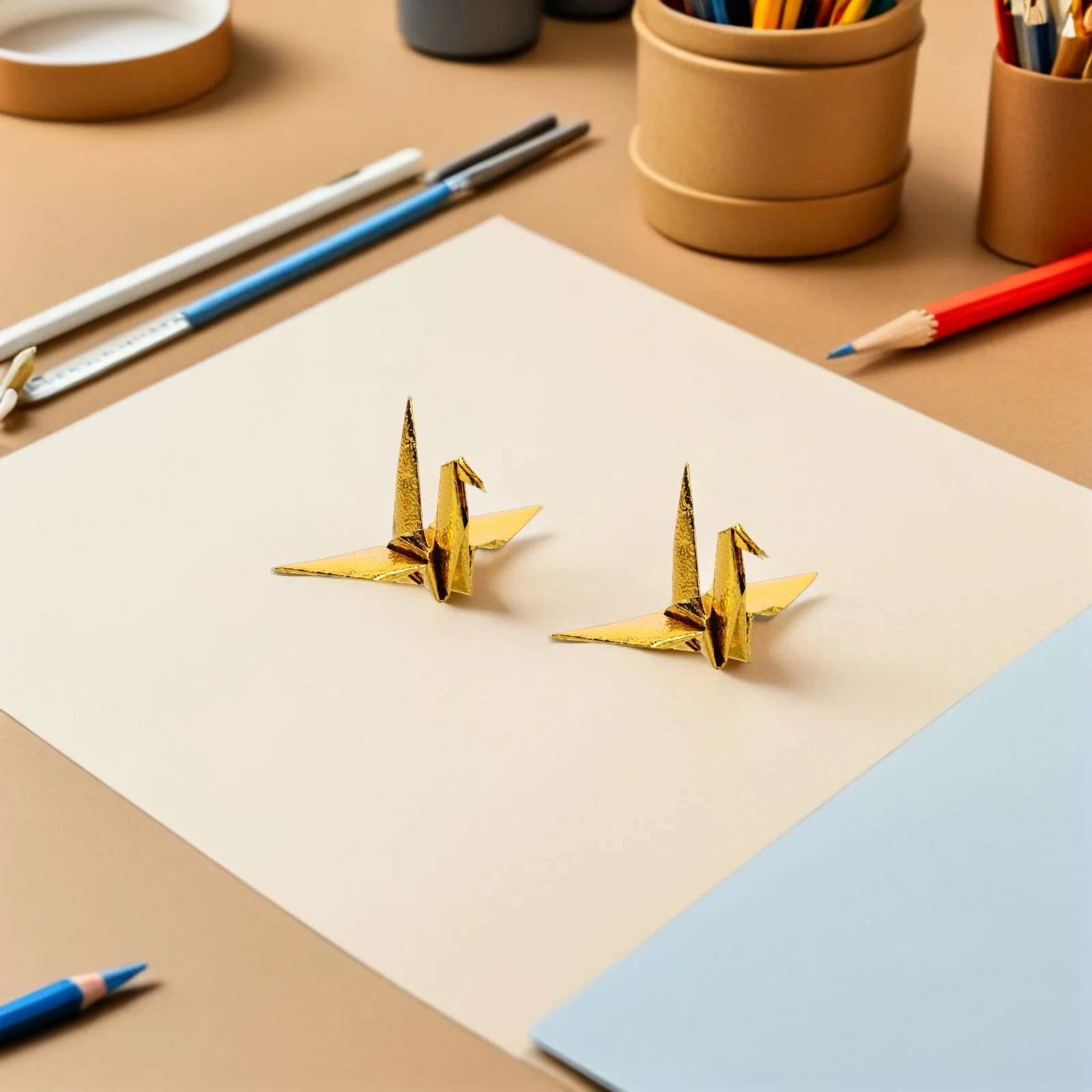 

50Pcs Gold Origami Crane Hanging Decoration Elegant 10cm Paper Cranes Wedding Nursery Baby Shower Centerpiece Origami Decoration