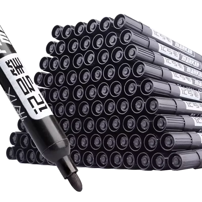 Un juego de 10 rotuladores de tinta negra de punta grande para marcar y notaciones no borrables.