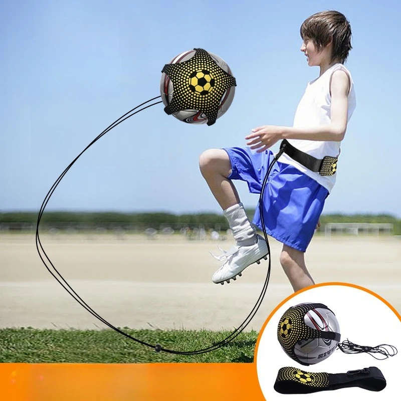 Football Training Belt Adjustable Belt with Ball Elastic Cord Swing Trainer Soccer Practice Ball Control Drills Skills Training