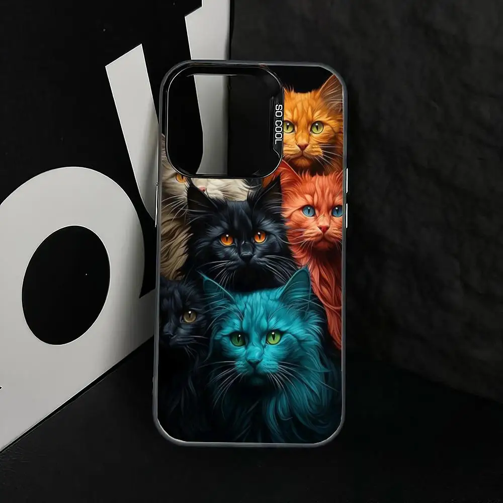 

Color Cat case for iPhone17 16 15 14 13 12 11 Pro/ Max/Plus shock-proof rear cover anti-fingerprint