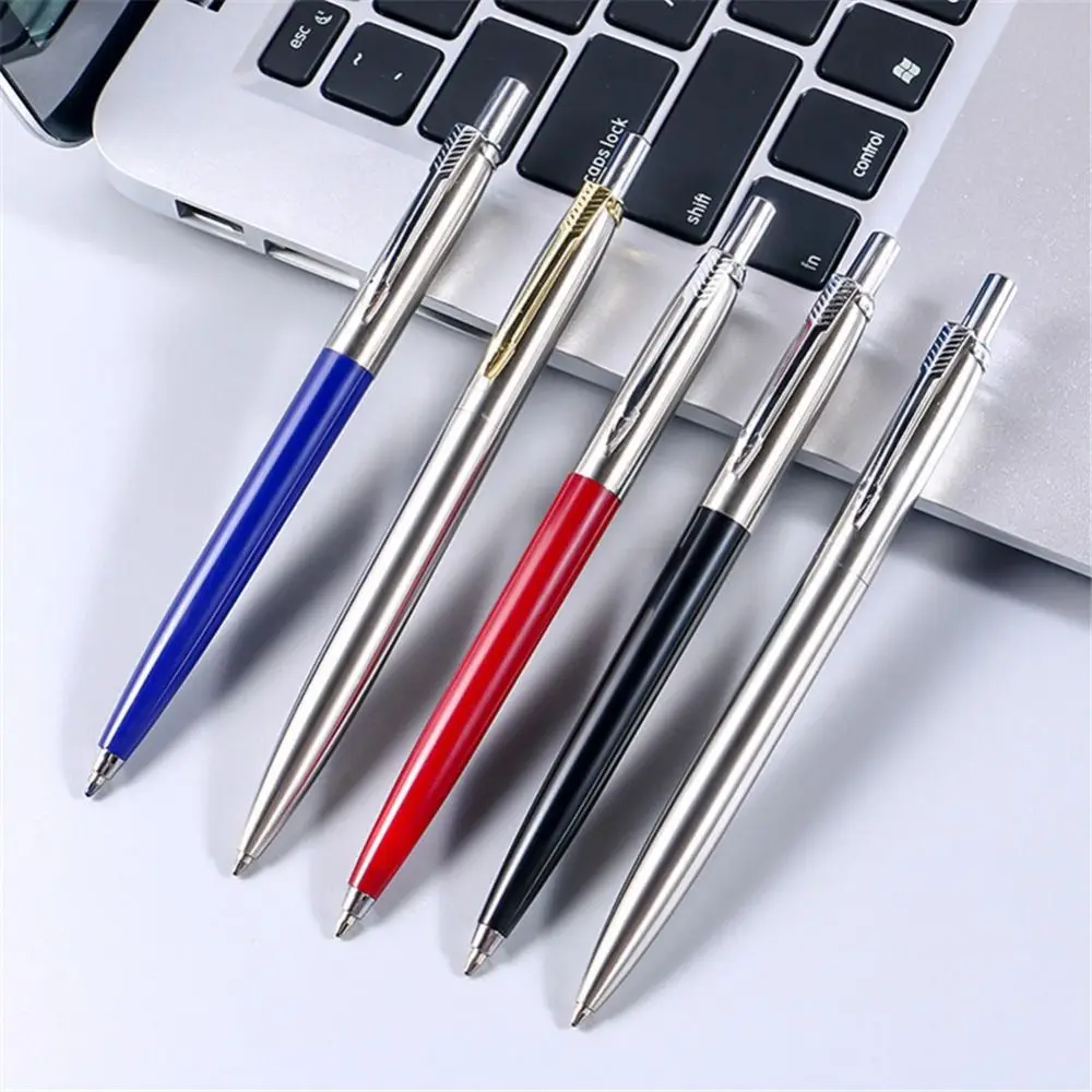 Metal Ballpoint Pen Press Tyle Students Gift Fountain Pen Business with Blue/Black Ink Refill Gel Pen School Office Supplies